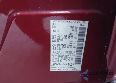 2018 Nissan Murano S z USA, uszkodzony, nr VIN 5N1AZ2MG3JN164548